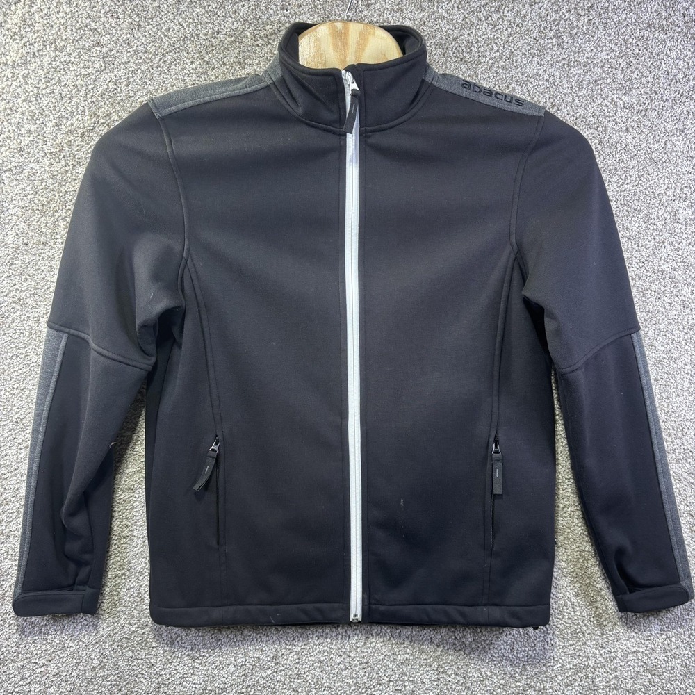 Abacus Jacket Mens‎ Medium Black Softshell Full Zip Fleece Lined Golf Pockets